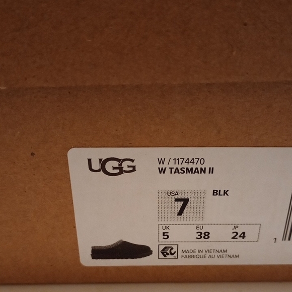 UGG Black Slippers with White Detailing Women's TASMAN II SIZE 7 Brand New - Picture 5 of 5